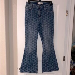 Hollister Blue Floral Flare Jeans